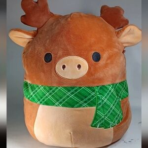 Christmas Squishmallow 12" Ruby the Reindeer with Green Plaid Scarf.